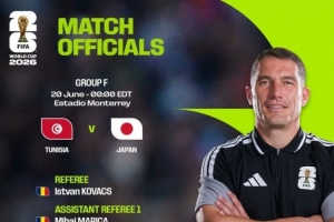 FIFA：世界杯F组第二轮，突尼斯对阵日本，罗马尼亚裁判团队担任主裁