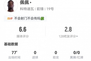 尼古拉·佩佩此役射门未果并失误多次
